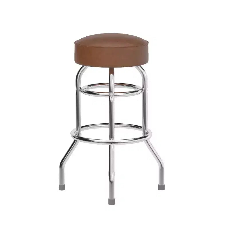 Sgabello da bar cromato con doppio anello