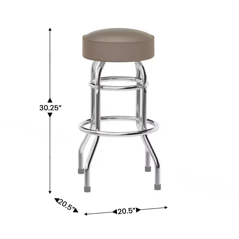 Sgabello da bar cromato con doppio anello