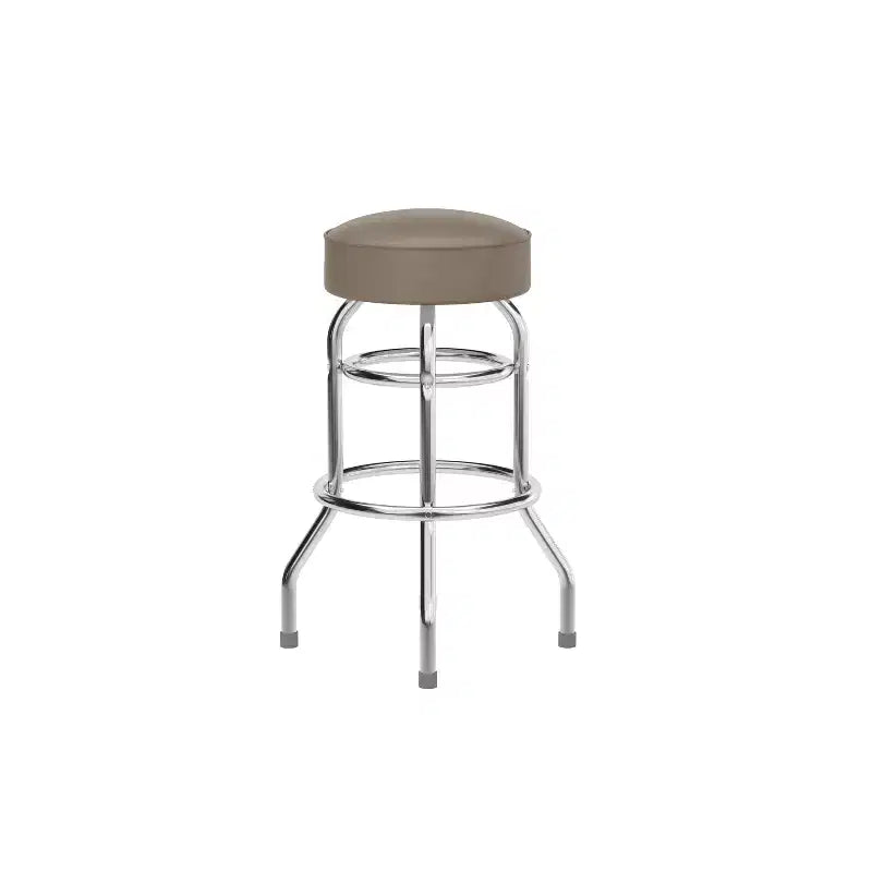 Sgabello da bar cromato con doppio anello