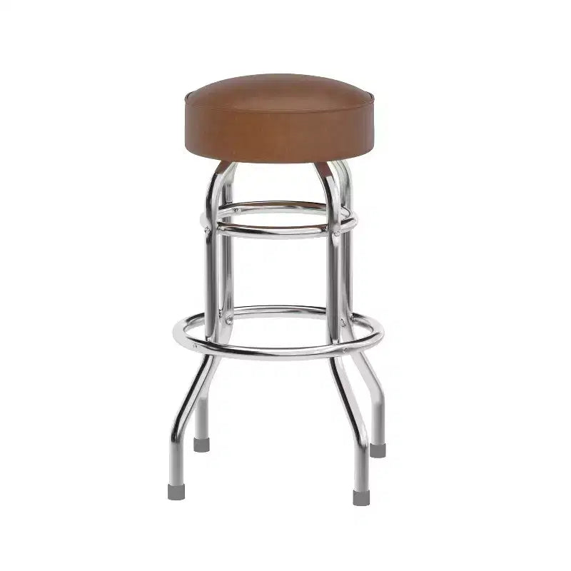 Sgabello da bar cromato con doppio anello