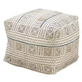 Saro Lifestyle Saro Lifestyle Abstract Design Mudcloth Floor Pouf, White, 20x20x14