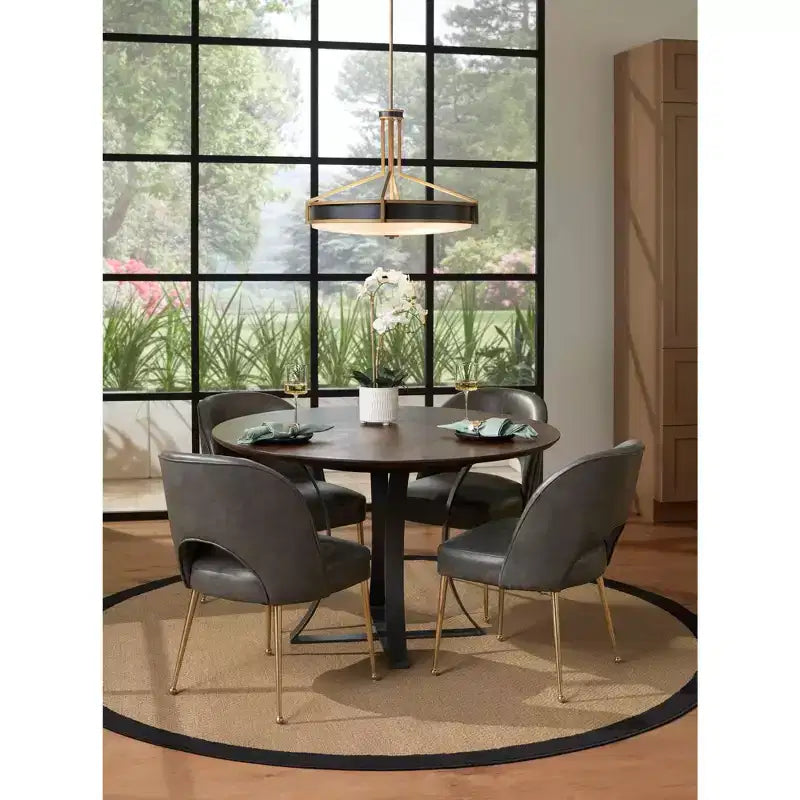 Sedia da pranzo 55 Downing Street 55 Downing Kais 21 in similpelle grigia e gambe dorate