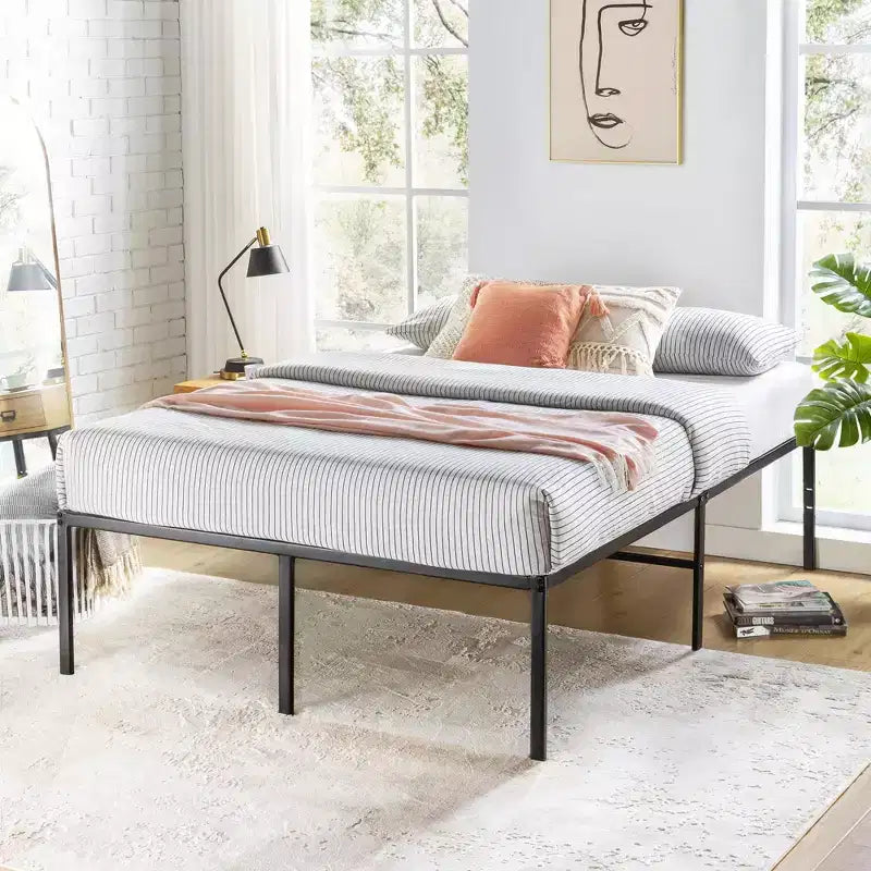 Telaio letto a piattaforma in metallo classico da 18 pollici nero