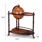 Mappamondo Bar in Legno 86 cm H Ripiano Porta Bottiglie Liquore Stile Italiano XVI Secolo