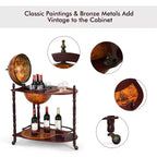 Mappamondo Bar in Legno 86 cm H Ripiano Porta Bottiglie Liquore Stile Italiano XVI Secolo