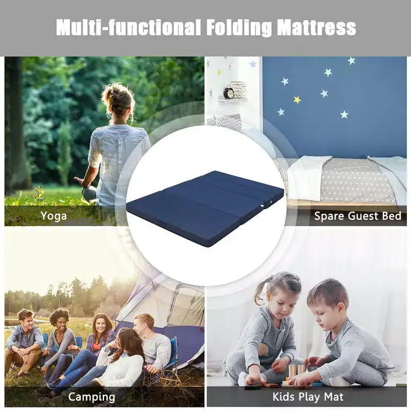 Materasso pieghevole in schiuma Queen Size 10 cm, divano letto per ospiti, futon