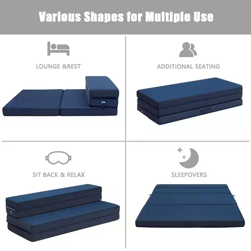 Materasso pieghevole in schiuma Queen Size 10 cm, divano letto per ospiti, futon