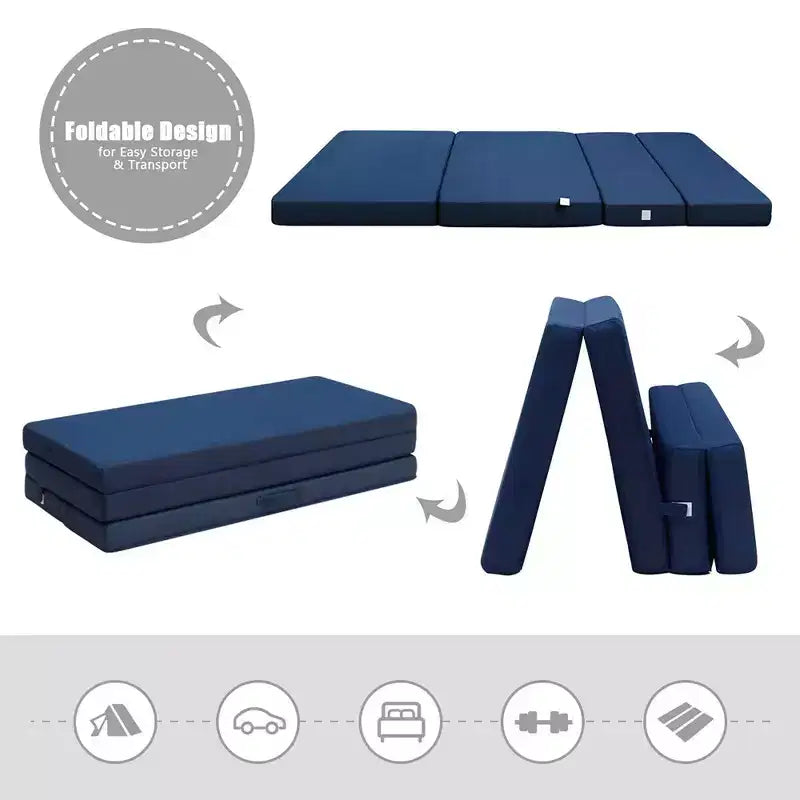 Materasso pieghevole in schiuma Queen Size 10 cm, divano letto per ospiti, futon