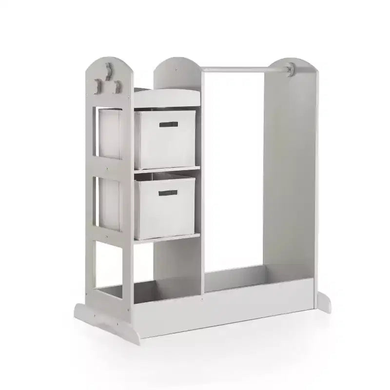 Guidecraft See and Store Dress Up Center: Kids' Clothes and Costume Organizer, Hanging Closet Storage Rack w/ Mirror and Storage Bins
