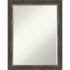 Amanti Art Bark Rustic Char Narrow Petite Bevel Bathroom Wall Mirror 27.5 x 21.5 in.